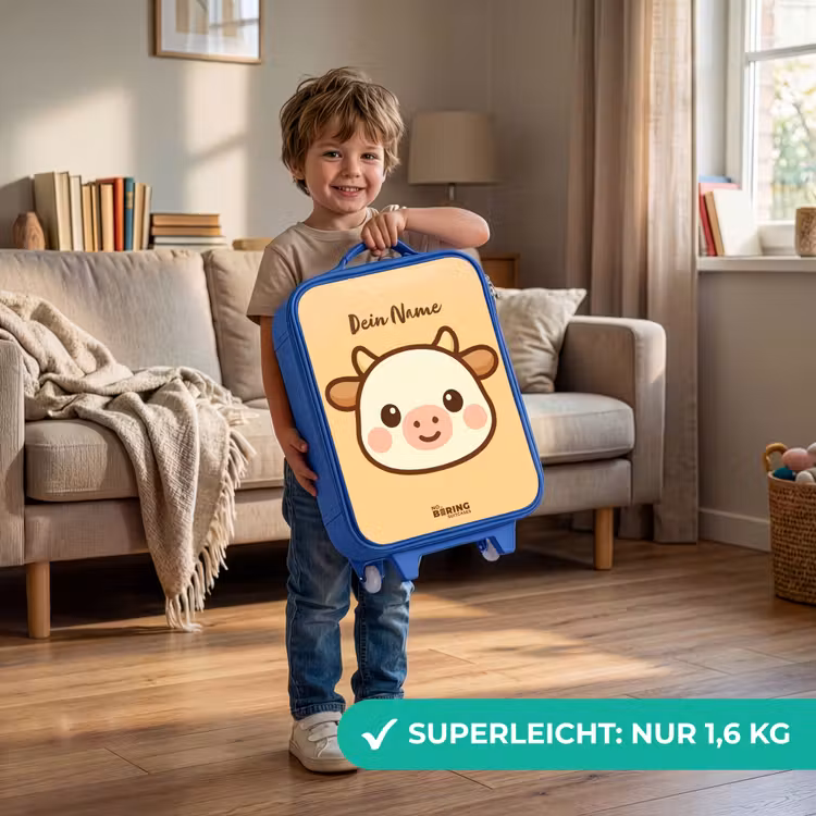 Kawai - Koe - Bruin Kinderkoffer - Blauw klein -sfeer2_DE