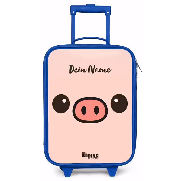 Kawai - Varken - Roze Kinderkoffer - Blauw klein -zz3dotto