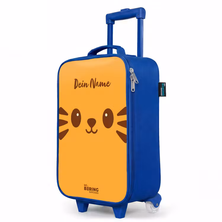 Kawai - Tijger - Oranje Kinderkoffer - Blauw klein -productfoto_schuin