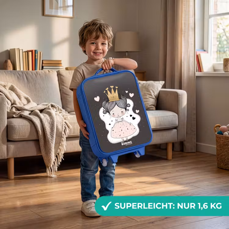 Kleine prinses op zwarte achtergrond Kinderkoffer - Blauw klein -sfeer2_DE