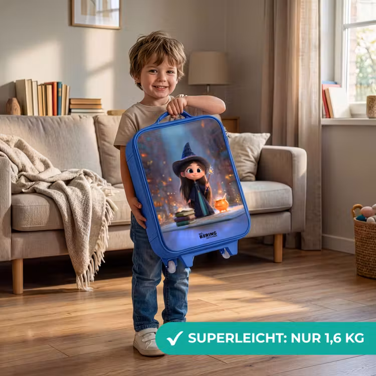 Kleine tovernares in bibliotheek Kinderkoffer - Blauw klein -sfeer2_DE