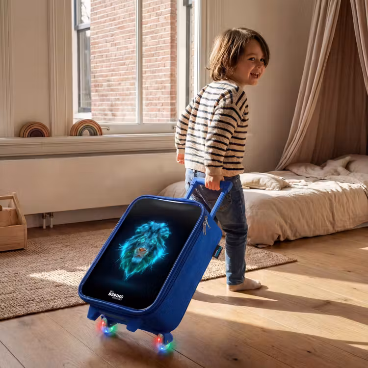 Lichtgevende leeuw Kinderkoffer - Blauw klein -sfeer1