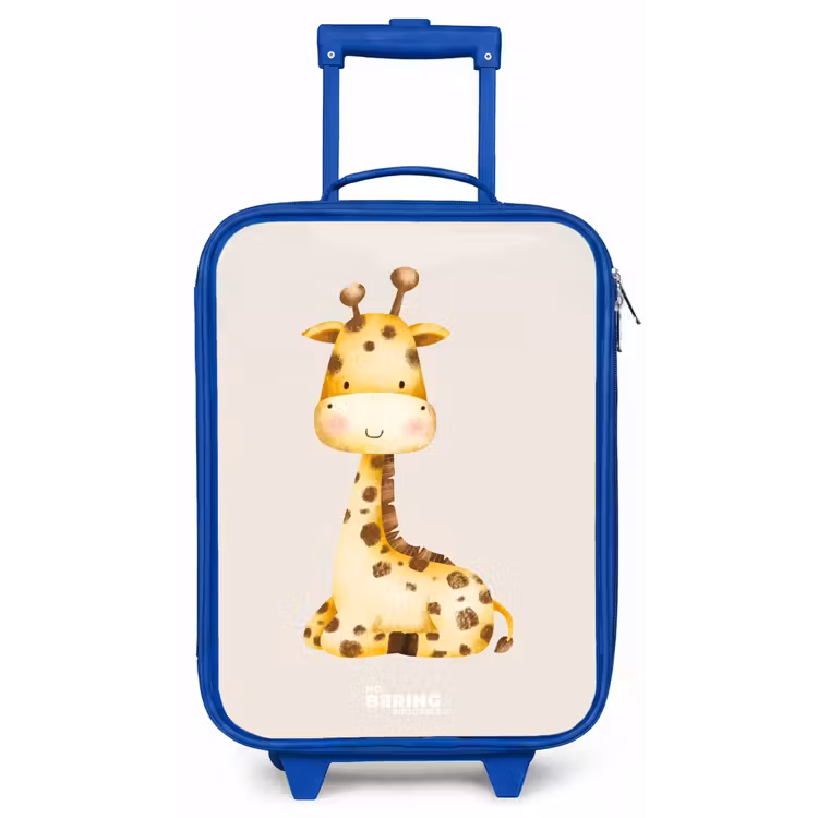 Liggende giraffe illustratie op beige achtergrond Kinderkoffer - Blauw klein -zz3dotto