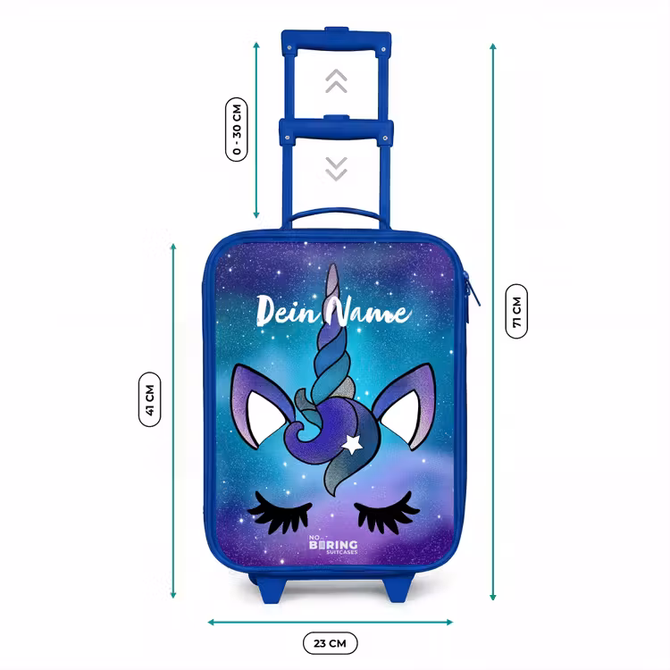 Paarse eenhoorn Kinderkoffer - Blauw klein -productfoto_formaten