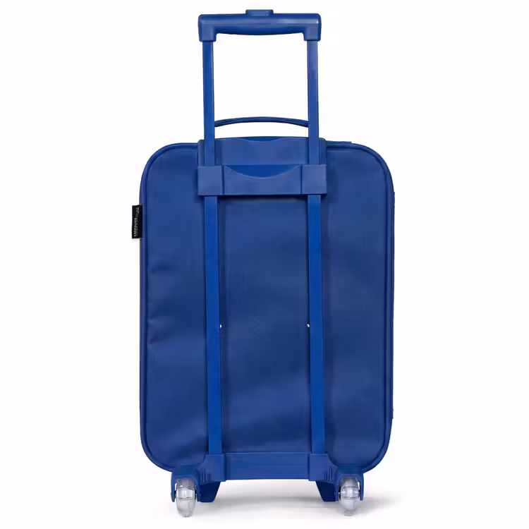 Paars Pluizig Vriendje met Madelief Kinderkoffer - Blauw klein -achterkant