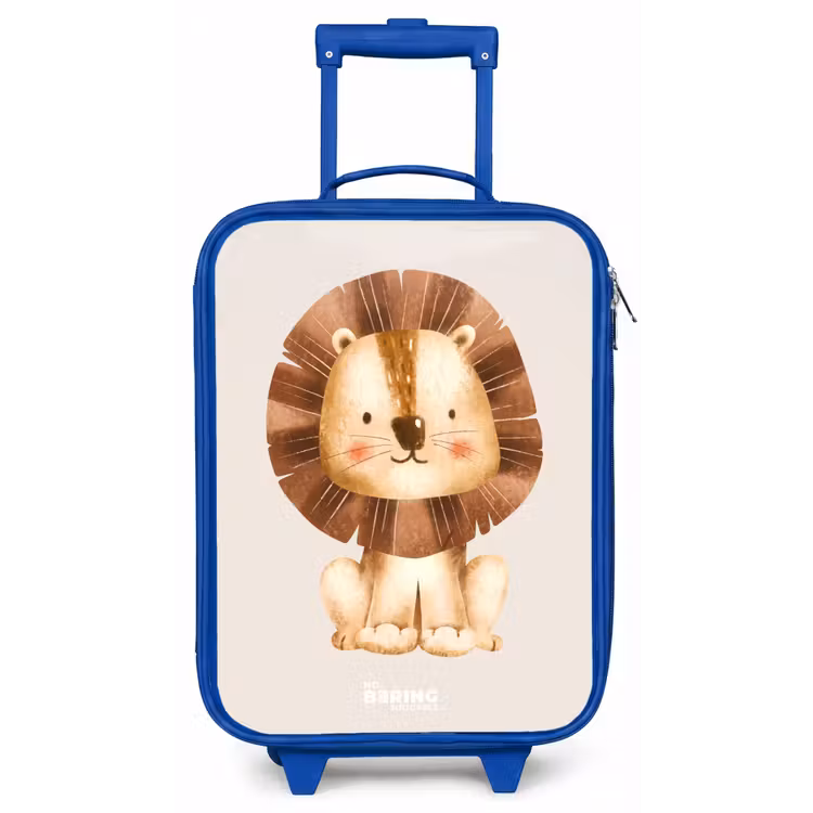 Leeuw illustratie met beige achtergrond Kinderkoffer - Blauw klein -zz3dotto