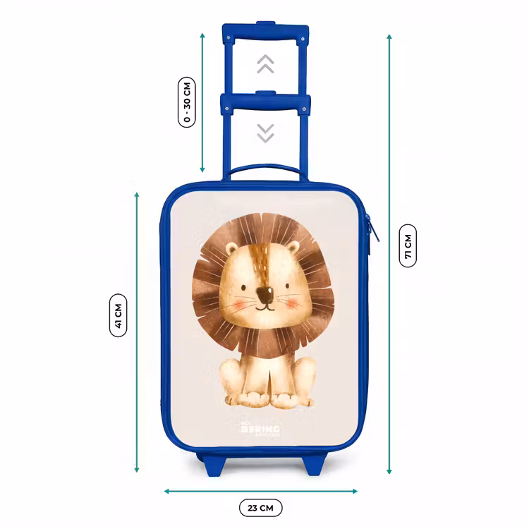 Leeuw illustratie met beige achtergrond Kinderkoffer - Blauw klein -productfoto_formaten