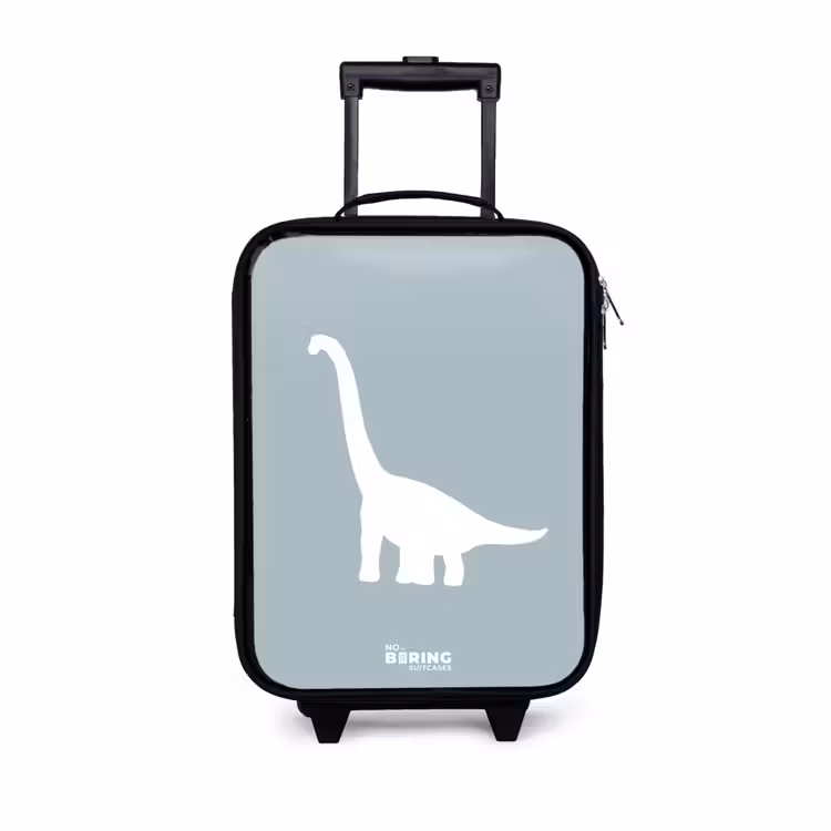Blauw met Brachiosaurus dino Kinderkoffer - Zwart klein -3d