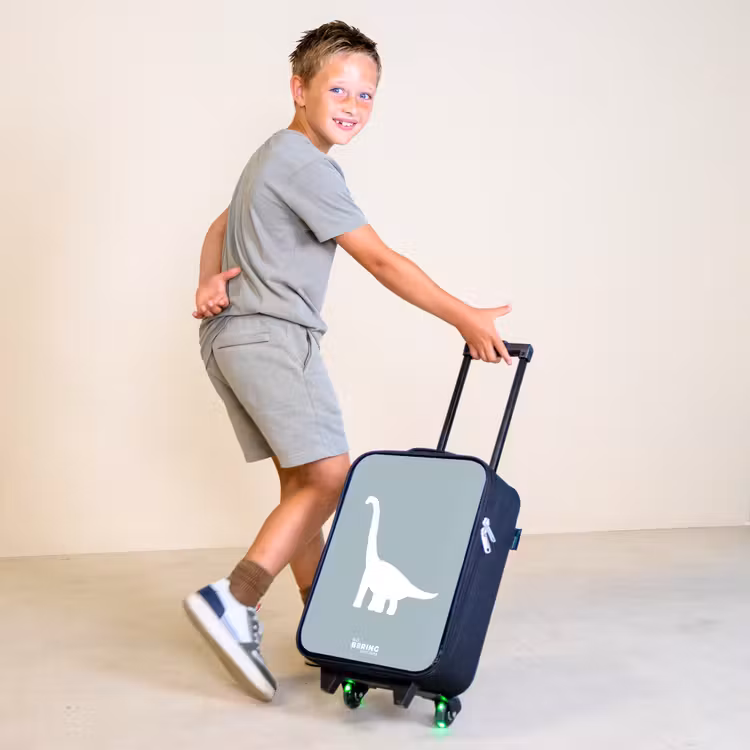 Blauw met Brachiosaurus dino Kinderkoffer - Zwart klein -sfeer3
