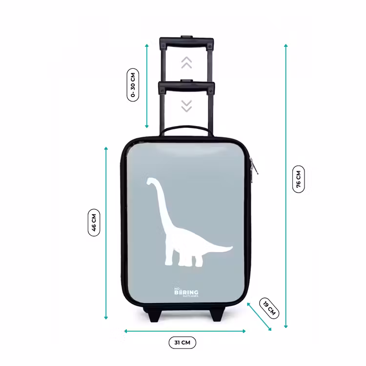 Blauw met Brachiosaurus dino Kinderkoffer - Zwart klein -productfoto_formaten