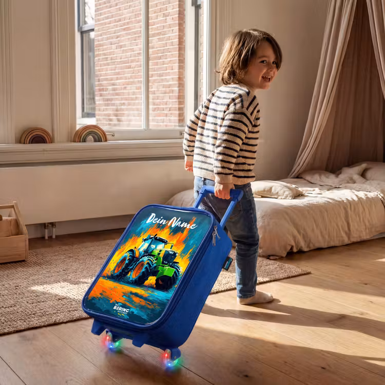 Abstract - Tractor - Groen Kinderkoffer - Blauw klein -sfeer1
