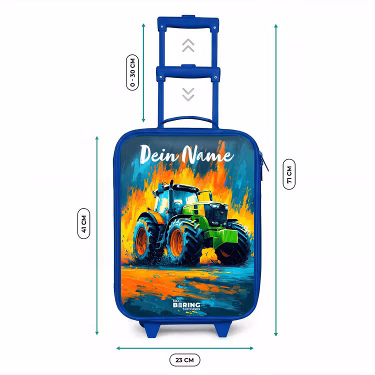 Abstract - Tractor - Groen Kinderkoffer - Blauw klein -productfoto_formaten