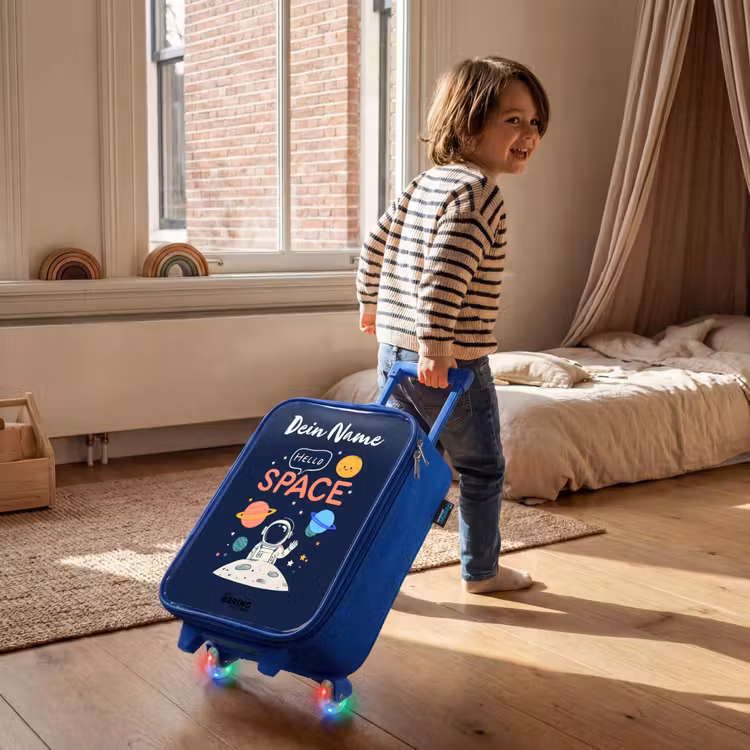Astronaut - Quote - Planeten - Sterren Kinderkoffer - Blauw klein -sfeer1