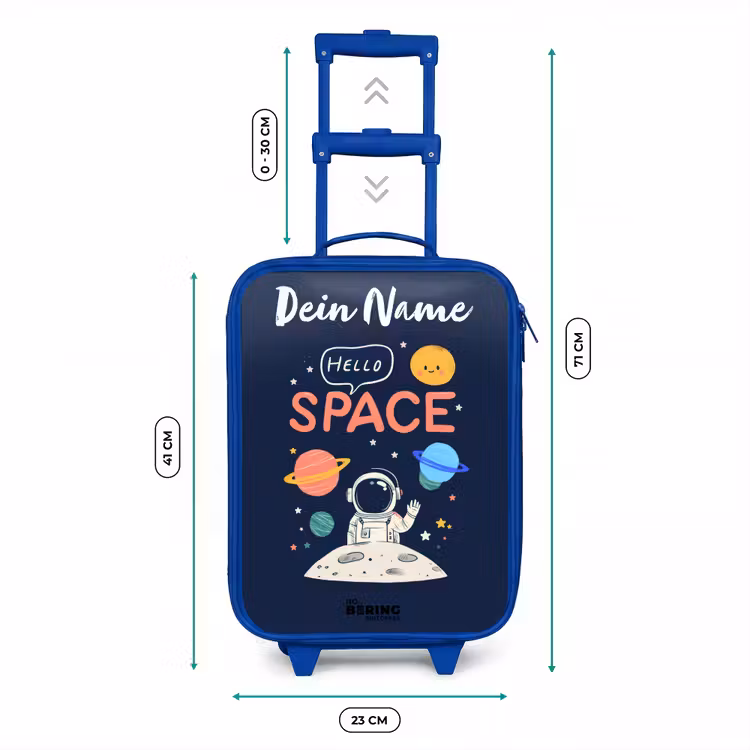 Astronaut - Quote - Planeten - Sterren Kinderkoffer - Blauw klein -productfoto_formaten