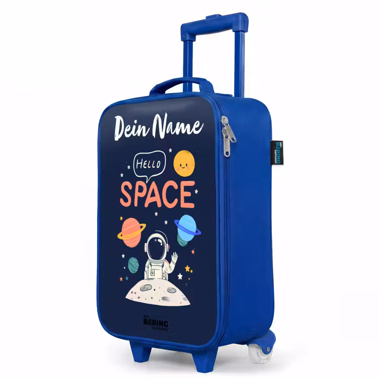 Astronaut - Quote - Planeten - Sterren Kinderkoffer - Blauw klein -productfoto_schuin