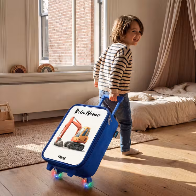 Graafmachine - Getekend - Oranje Kinderkoffer - Blauw klein -sfeer1