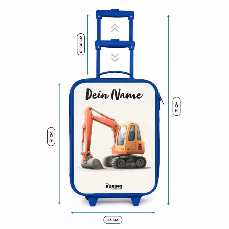 Graafmachine - Getekend - Oranje Kinderkoffer - Blauw klein -productfoto_formaten