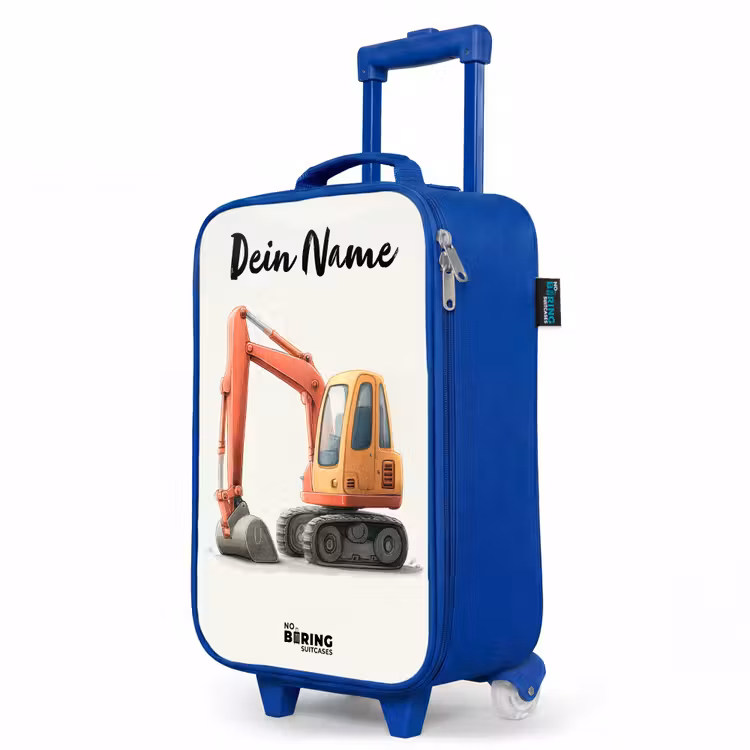 Graafmachine - Getekend - Oranje Kinderkoffer - Blauw klein -productfoto_schuin