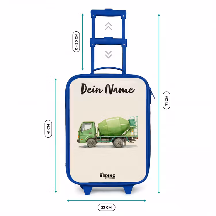Betonmixer - Getekend - Groen Kinderkoffer - Blauw klein -productfoto_formaten