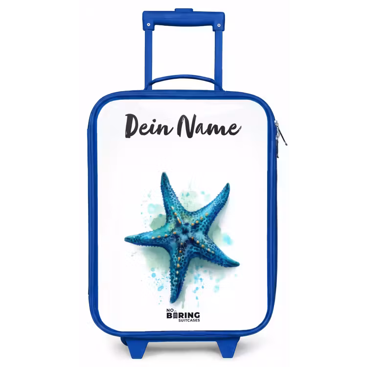 Blauwe Zeester op Witte Achtergrond Kinderkoffer - Blauw klein -zz3dotto