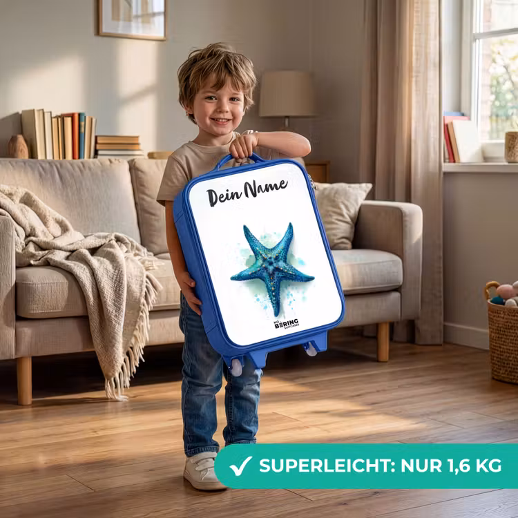 Blauwe Zeester op Witte Achtergrond Kinderkoffer - Blauw klein -sfeer2_DE