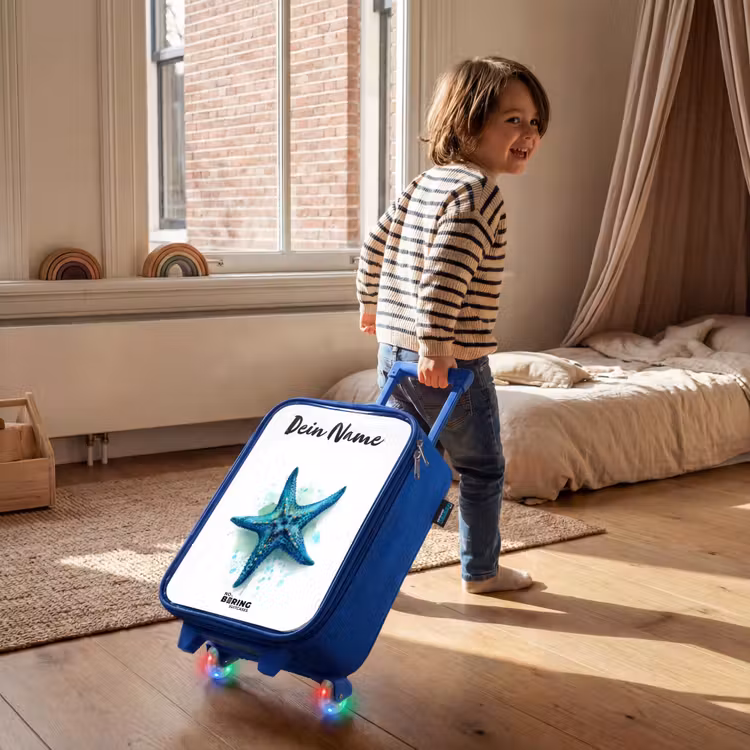 Blauwe Zeester op Witte Achtergrond Kinderkoffer - Blauw klein -sfeer1