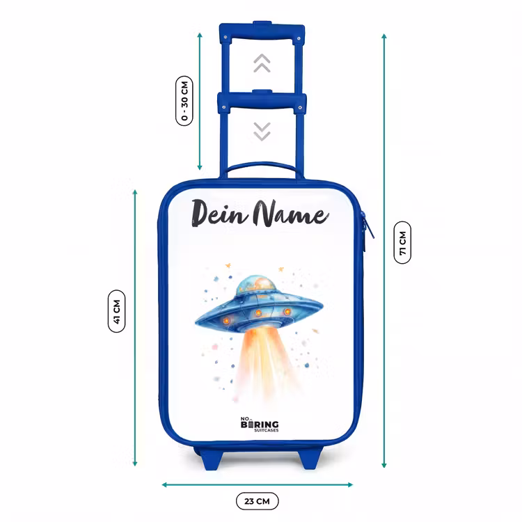 Blauw ruimteschip met lichtstraal Kinderkoffer - Blauw klein -productfoto_formaten