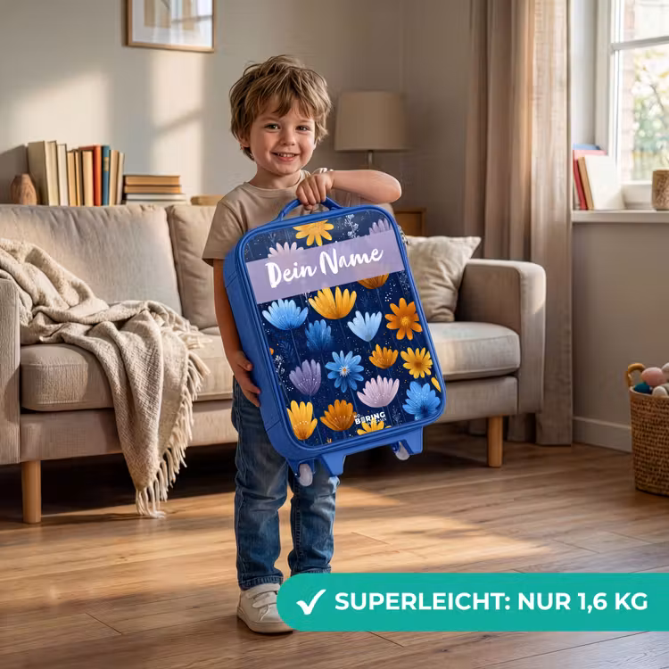 Bloemen - Patroon - Blauw Kinderkoffer - Blauw klein -sfeer2_DE