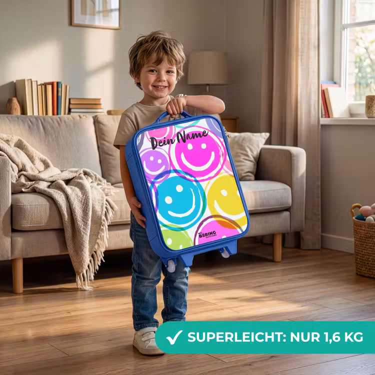 Kleurrijke glimlachexplosie Kinderkoffer - Blauw klein -sfeer2_DE