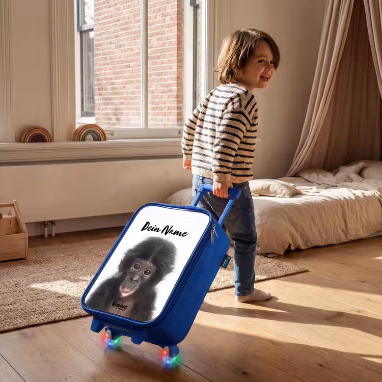 Charlie Chimp Kinderkoffer - Blauw klein -sfeer1