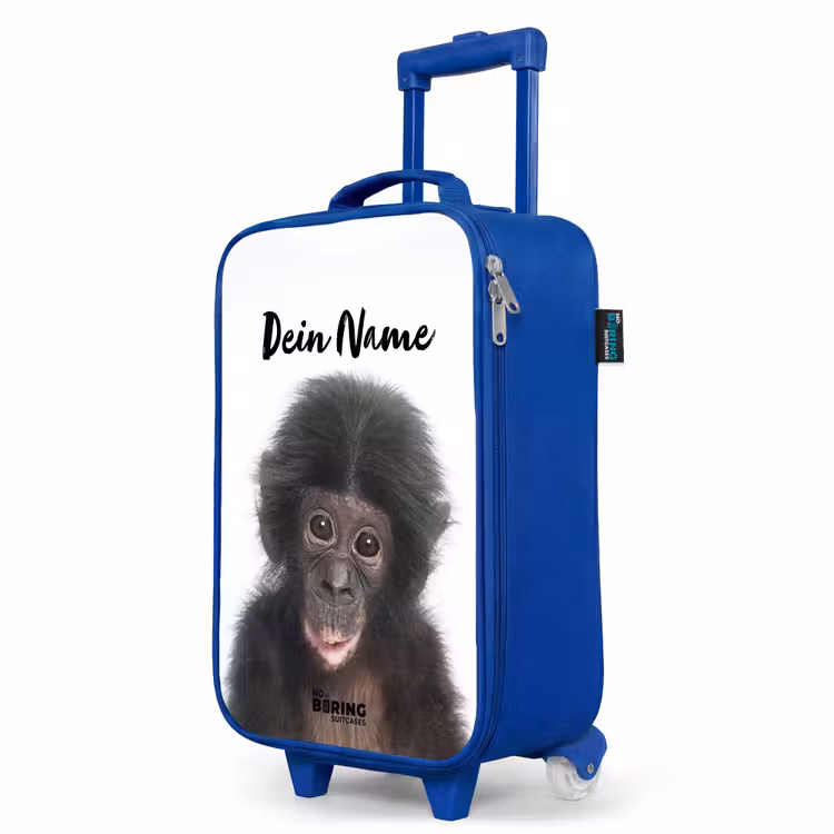 Charlie Chimp Kinderkoffer - Blauw klein -productfoto_schuin