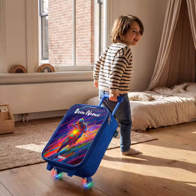 Crossmotor - Neonkleuren - Lijnen - Helm Kinderkoffer - Blauw klein -sfeer1
