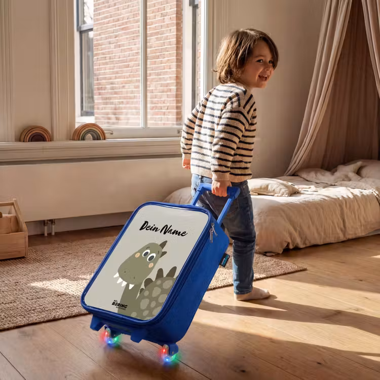 Danny dino Kinderkoffer - Blauw klein -sfeer1
