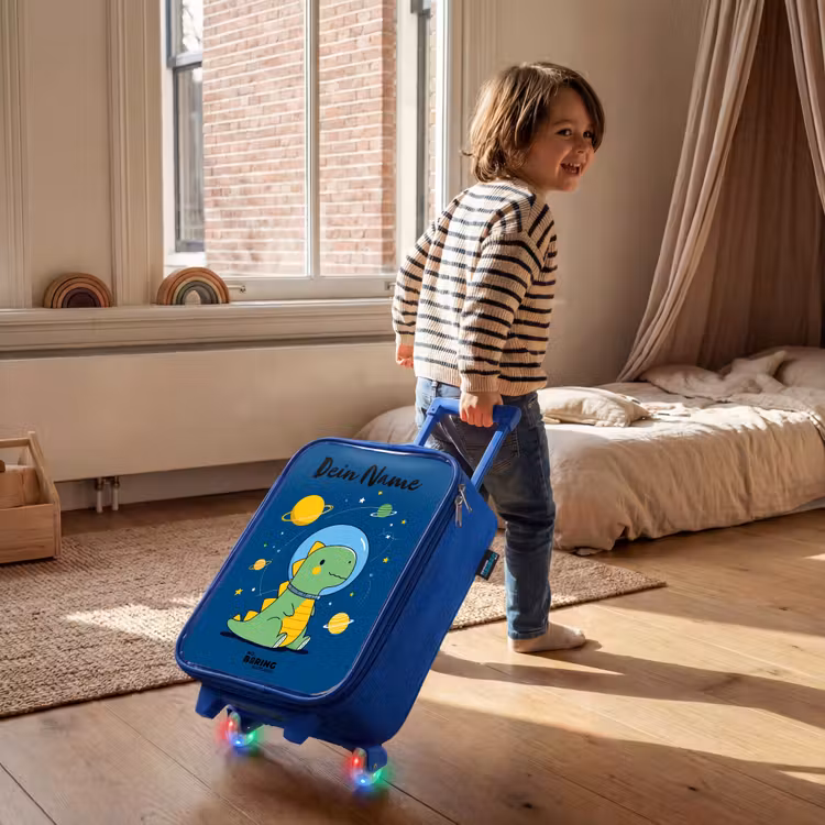 Dino - Planeet - Ster - Blauw Kinderkoffer - Blauw klein -sfeer1