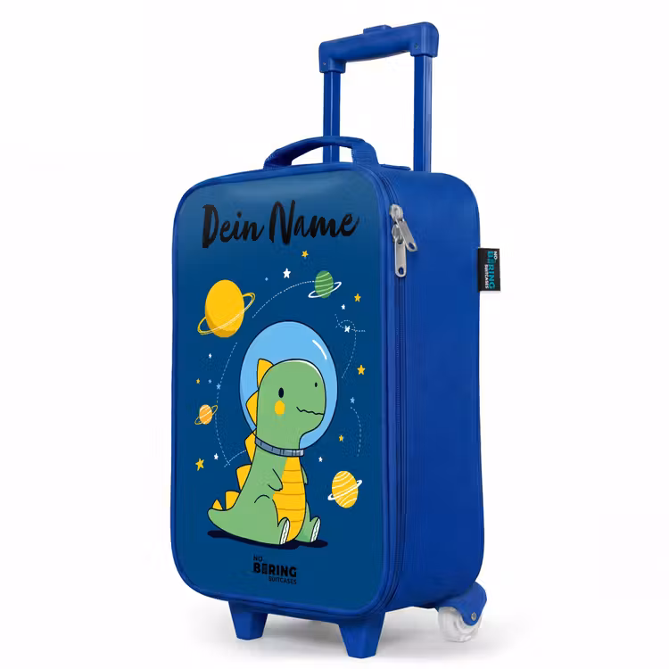 Dino - Planeet - Ster - Blauw Kinderkoffer - Blauw klein -productfoto_schuin