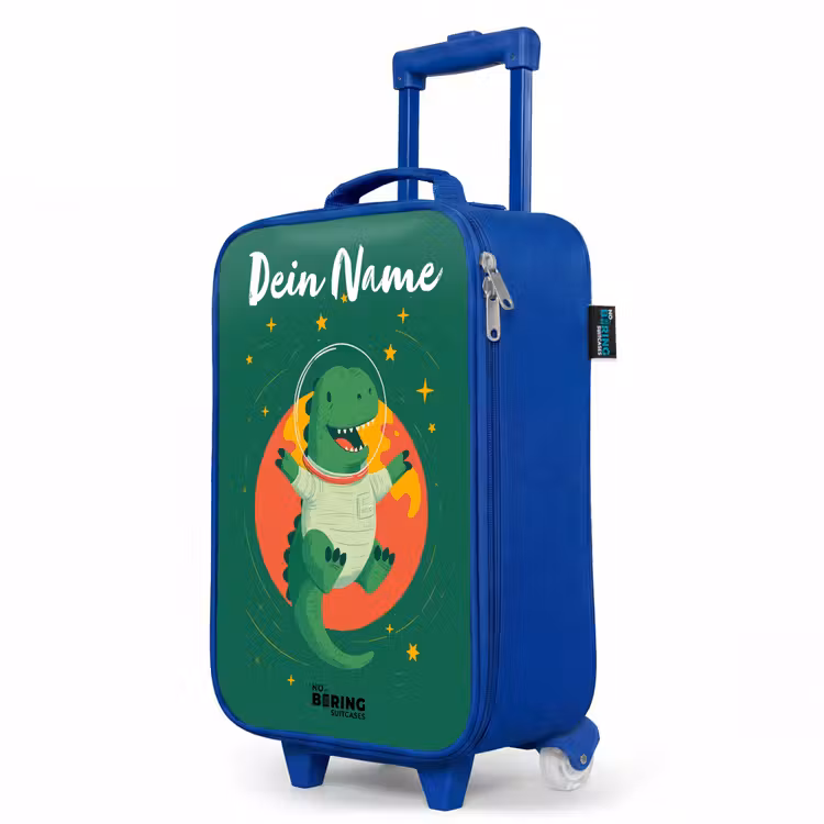 Dino - Planeet - Sterren - Groen Kinderkoffer - Blauw klein -productfoto_schuin