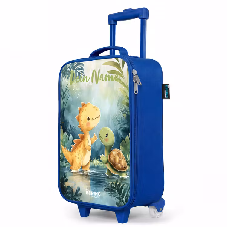 Dino - Schildpad - Jungle Kinderkoffer - Blauw klein -productfoto_schuin