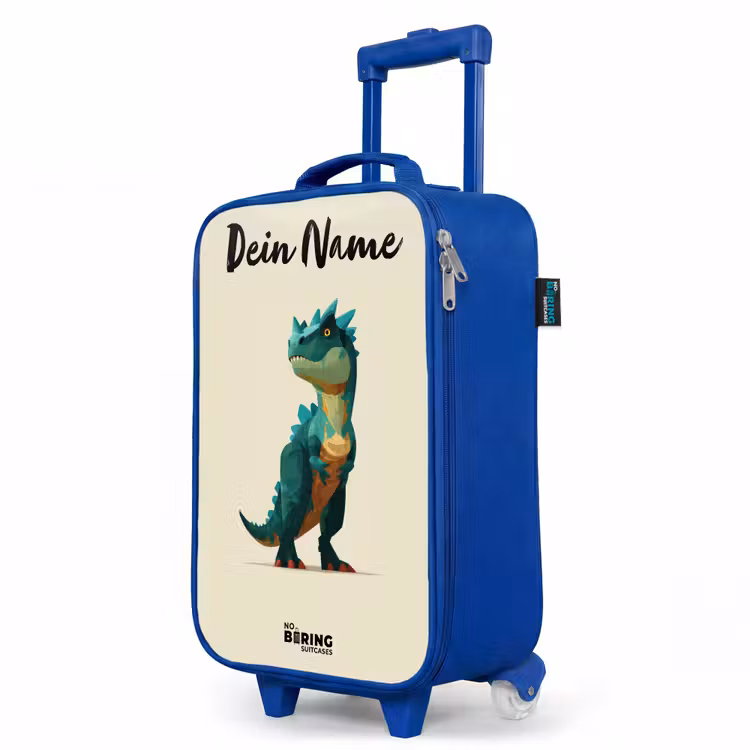 Dino - Dier - Groen Kinderkoffer - Blauw klein -productfoto_schuin