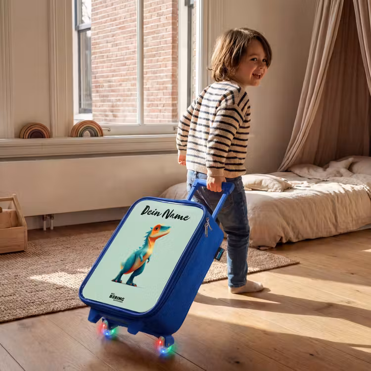 Dino - Dier - Groen - Oranje Kinderkoffer - Blauw klein -sfeer1