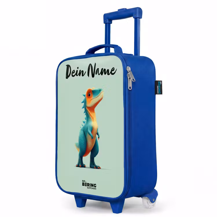 Dino - Dier - Groen - Oranje Kinderkoffer - Blauw klein -productfoto_schuin