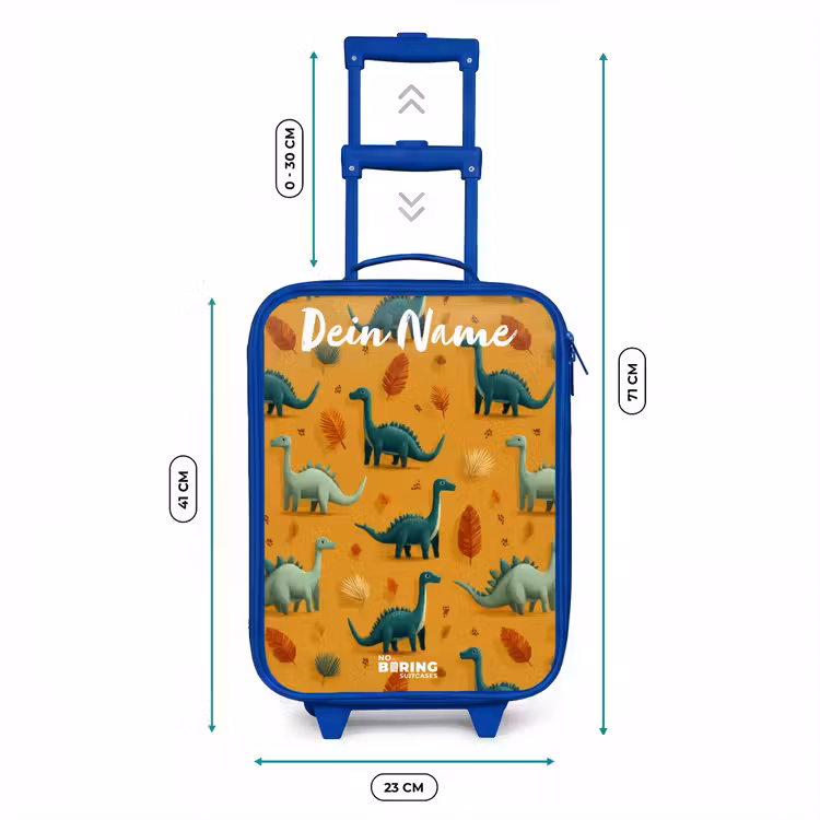 Dino - Dieren - Patroon Kinderkoffer - Blauw klein -productfoto_formaten