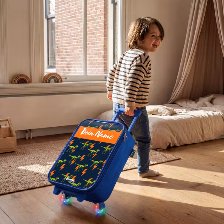 Dinos - Bliksem - Dieren - Blauw Kinderkoffer - Blauw klein -sfeer1