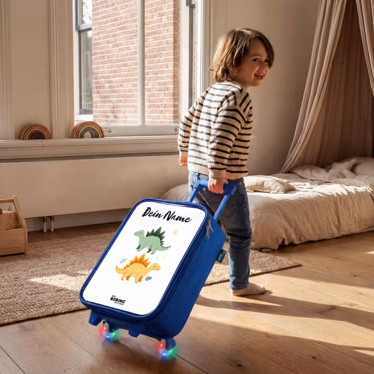 Dinos - Dieren - Groen - Oranje Kinderkoffer - Blauw klein -sfeer1