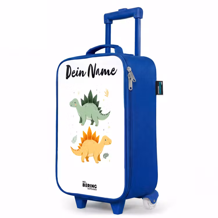 Dinos - Dieren - Groen - Oranje Kinderkoffer - Blauw klein -productfoto_schuin