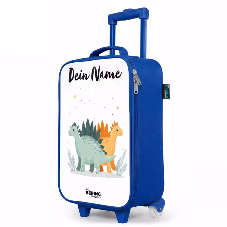 Dinos - Dieren - Sterren Kinderkoffer - Blauw klein -productfoto_schuin