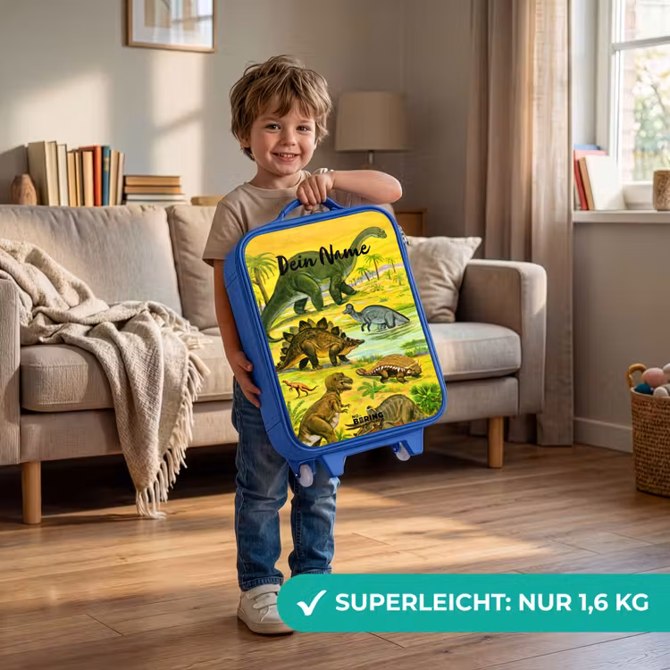 Dinosaurus in Dinosaurusland Kinderkoffer - Blauw klein -sfeer2_DE