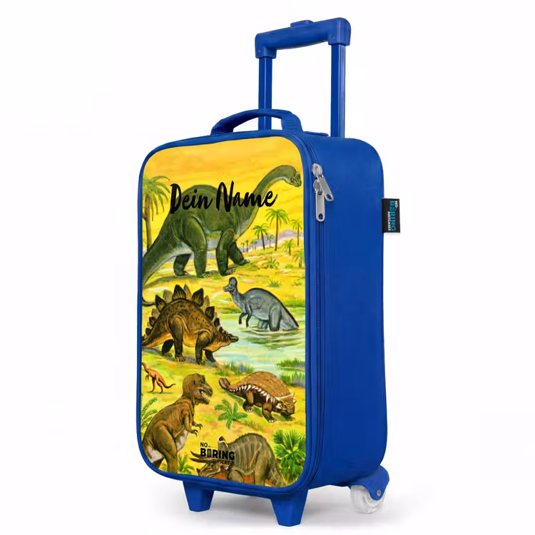 Dinosaurus in Dinosaurusland Kinderkoffer - Blauw klein -productfoto_schuin