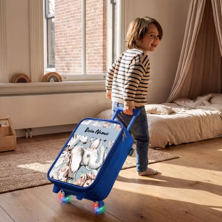 Jungle in Lichte Kleuren Kinderkoffer - Blauw klein -sfeer1
