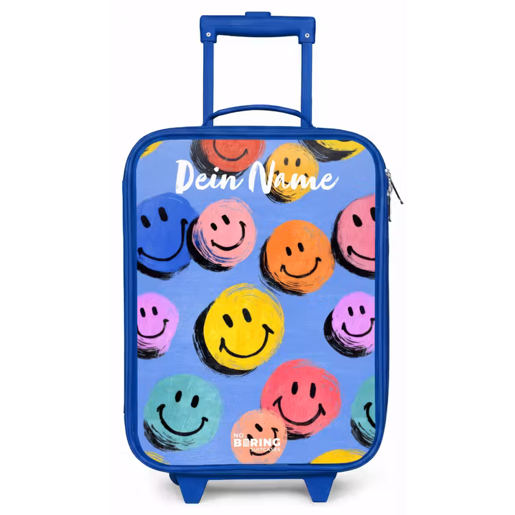 Een speels en kunstzinnig patroon van kleurrijke smileys Kinderkoffer - Blauw klein -zz3dotto