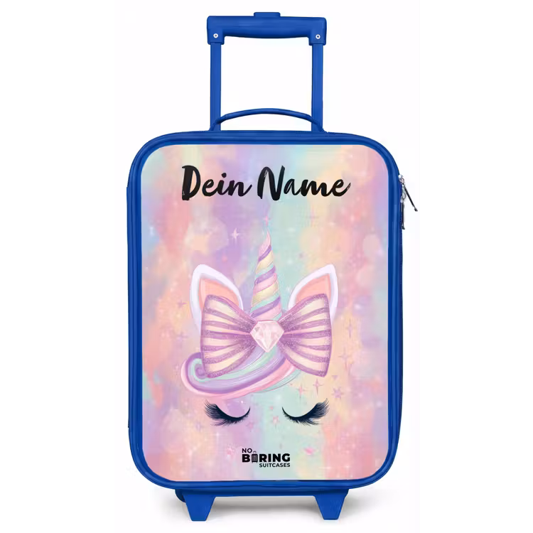 Eenhoorn - Glitters - Regenboog - Pastel Kinderkoffer - Blauw klein -zz3dotto